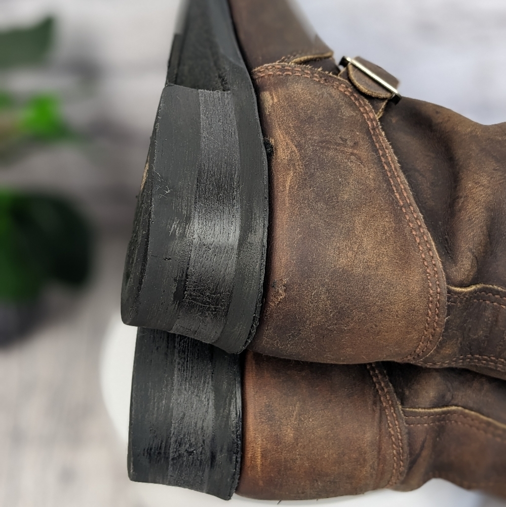 Frye Engineer 9.5M D full grain brown leather boots, USA made - Picture 12 of 15